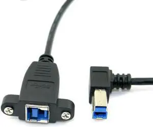 Aomoproing U3-092-RI USB 3.0 Back Panel Mount B Type Female To Right Angled 90 Degree B Type Male Extension cable 0.5m Aomoproing U3-092-RI USB 3.0 Back Panel Mount B Type Female To Right Angled 90 Degree B Type Male Extension cable 0.5m