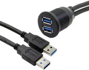 Aomoproing 1m Waterproof Dual USB 3.0 Extension AUX Flush Mount Car Mount Extension Cable for Dashboard Panel Aomoproing 1m Waterproof Dual USB 3.0 Extension AUX Flush Mount Car Mount Extension Cable for Dashboard Panel