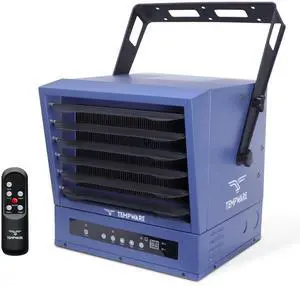 TEMPWARE 10000W Electric Garage Heater with Remote, 240V Hardwired Fan Forced Ceiling Mount Shop Heater with Digital Thermostat and Overheat Protection, Ideal for Warehouse, Workshop