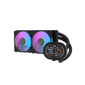 darkFlash DH240D, 240mm AIO Liquid CPU Cooler w/ Display Screen, 2x 120mm ARGB PWM Fans, Copper Water Block, Multiple Intel/AMD Support,Black