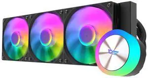 darkFlash DG360D, 360mm AIO Liquid CPU Cooler, ARGB DaisyChain Fans, Copper Water Block, Luminous Top Block, Intel 1200/115x/1700 & AMD AM4/AM5 Support,Black