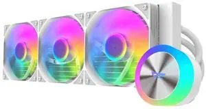 darkFlash DG360D, 360mm AIO Liquid CPU Cooler, ARGB DaisyChain Fans, Copper Water Block, Luminous Top Block, Intel 1200/115x/1700 & AMD AM4/AM5 Support,White