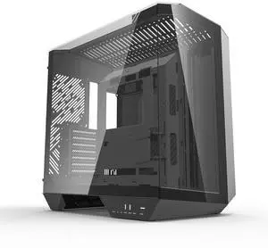 darkFlash DY470, Full-Tower ATX Gaming Case, Dual-Chamber Back-Plug Layout, Panoramic Tempered Glass Side Panel, Supports 2×360mm Radiators, RTX 40 Series Compatible,Black