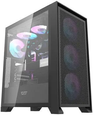 darkFlash DRX70 Mech, ATX Mid-Tower Gaming PC Case, Pre-Installed 3x120mm Fix RGB Fans, Removable Large Mesh Front Panel, Tempered Glass Side Panel, Type-C Port, Supports 280mm Radiator,Black