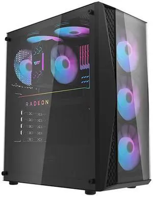 darkFlash DK352 Plus, ATX PC Case, Full Transparent Glass Front Panel, Tempered Glass Side Panel, Supports 360mm Water Cooling, USB 3.0 Ports,Black