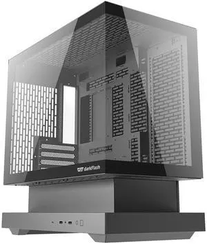 darkFlash FLOATRON F1, M-ATX Mid-Tower Gaming Case, Floating-Base High-Airflow Mesh Front, Tempered Glass Side Panel, USB-C, Supports 360mm Radiator & 425mm GPU,Black