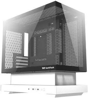 darkFlash FLOATRON F1, M-ATX Mid-Tower Gaming Case, Floating-Base High-Airflow Mesh Front, Tempered Glass Side Panel, USB-C, Supports 360mm Radiator & 425mm GPU,White