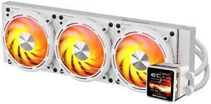 darkFlash DE360, AIO 360mm Liquid CPU Cooler, Triple 120mm PWM Fans, Low-Noise, 2.88 IPS LCD Display, High-Performance Pump, ARGB Sync, Supports AMD AM5/AM4 & Intel LGA1700/1200, White