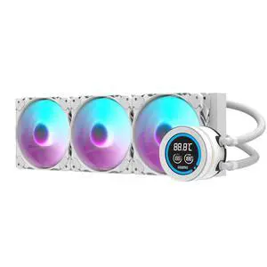 darkFlash DN360D 360mm AIO Liquid CPU Cooler  2.1 LCD Display  3x 120mm ARGB PWM Fans  Copper Water Block  Intel & AMD Compatible, White