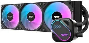 darkFlash EXPLORE DO360 360mm AIO Liquid CPU Cooler  Segment LCD Display  5V ARGB Lighting  Copper Base  3000 RPM Pump  Intel & AMD Compatible, Black