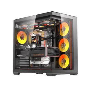 darkFlash C280 E-ATX Gaming PC Case, 270° Frameless Dual Tempered Glass, 7× PWM Fans Included, Vertical GPU Mount, Back Connect Motherboard Ready, Supports 420mm GPU, Dual 360mm Radiator, USB Type-C, darkFlash C280 E-ATX Gaming PC Case, 270° Frameless Dual Tempered Glass, 7× PWM Fans Included, Vertical GPU Mount, Back Connect Motherboard Ready, Supports 420mm GPU, Dual 360mm Radiator, USB Type-C,