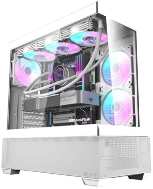 darkFlash DS900 Air ATX PC Case, 270° Frameless Panoramic Glass, 3×120mm Fans Included, High Airflow Side Intake, 360mm Radiator, 425mm GPU Support, USB Type-C, White darkFlash DS900 Air ATX PC Case, 270° Frameless Panoramic Glass, 3×120mm Fans Included, High Airflow Side Intake, 360mm Radiator, 425mm GPU Support, USB Type-C, White