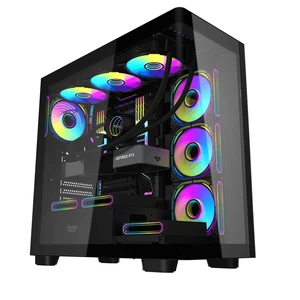 darkFlash DS900G ATX Gaming PC Case, Curved Tempered Glass, 4×120mm Fans Included, High Airflow, 360mm Radiator, 425mm GPU Support, USB-C, Black darkFlash DS900G ATX Gaming PC Case, Curved Tempered Glass, 4×120mm Fans Included, High Airflow, 360mm Radiator, 425mm GPU Support, USB-C, Black
