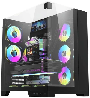 darkFlash TH285 PLUS ATX Gaming PC Case, Triple Tempered Glass, 4×120mm Fans Included, High Airflow, 360mm Radiator Support, 410mm GPU Support, Adjustable GPU Bracket, Black darkFlash TH285 PLUS ATX Gaming PC Case, Triple Tempered Glass, 4×120mm Fans Included, High Airflow, 360mm Radiator Support, 410mm GPU Support, Adjustable GPU Bracket, Black