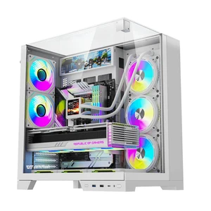 darkFlash TH285 PLUS ATX Gaming PC Case, Triple Tempered Glass, 4×120mm Fans Included, High Airflow, 360mm Radiator Support, 410mm GPU Support, Adjustable GPU Bracket, White darkFlash TH285 PLUS ATX Gaming PC Case, Triple Tempered Glass, 4×120mm Fans Included, High Airflow, 360mm Radiator Support, 410mm GPU Support, Adjustable GPU Bracket, White