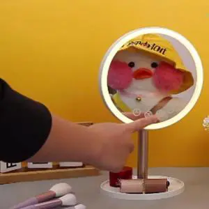 Lighted Makeup Mirror,7.5" Large Rechargeable Vanity Mirror with 3 Color Lights,Dimmable Touch Screen, Brightness Adjustable Desk Tabletop MirrorWomen Gift