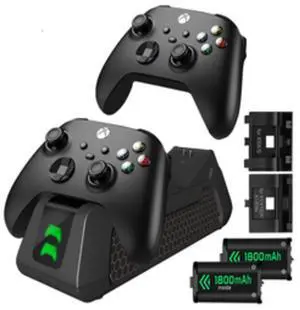 Controller Charger Station with 2x1800mWh Rechargeable Battery Packs for Xbox One/Series X|S Controller,Dual Charging Dock for Xbox One Controller Battery Pack with 4 Battery Covers for Xbox