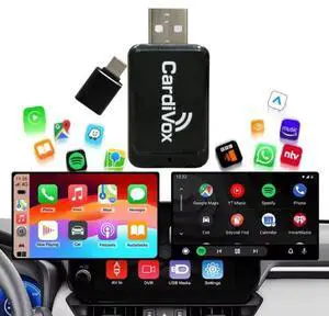 Wireless CarPlay Adapter for iPhone & Android Converts Wired to Wireless Apple CarPlay USB-C Plug & Play Dongle - Black