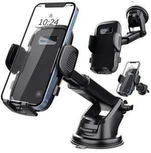 CardiVox Smart Car Phone Mount, One-Touch Lock Dashboard & Windshield Holder, 360° Rotation, Strong Suction Cup, Universal CardiVox Smart Car Phone Mount, One-Touch Lock Dashboard & Windshield Holder, 360° Rotation, Strong Suction Cup, Universal