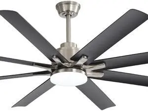 Sofucor 52 Inch Nickel Smart Ceiling Fan with Lights and Remote & APP Control For Alexa/Google 6-Speed Reversible DC Motor, Modern 8 Blades with 5''/10''/12" Downrods for Home or Commercial