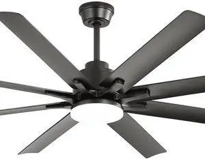 Sofucor 52 Inch Smart Ceiling Fan with Lights and Remote and APP Control Work With Alexa/Google Dimmable LED Quiet DC Motor Black Ceiling Fans for Indoor Outdoor Bedroom Living Room Farmhouse