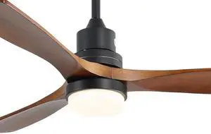 Sofucor Wood Ceiling Fan with Light & Remote 6 Wind Speed Noiseless DC Motor 52 Inch Flush Mount Ceiling Fan Modern Wood Blade Fan For Bedroom Living Room Indoor Outdoor Farmhouse Patio