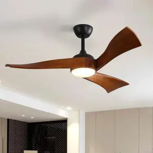 Sofucor 52" Ceiling Fans with Lights Remote Control Dimming LED Lighting 3 Carved Blades for Wave Modern Ceiling Fan with Remote Indoor Outdoor Ceiling Fan for Patios with 6 Speeds