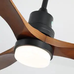 Sofucor 60 Inch Solid Wood Ceiling Fan with Lights and Remote, Low Profile Brown Black Ceiling Fan with 3 Downrod, Outdoor Indoor Modern 3 Blade Ceiling Fans for Bedroom Living Room Farmhouse Patio