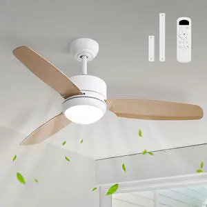 Sofucor Ceiling Fans with Lights and Remote Modern Ceiling Fan with Light Strong Airflow 46 inch Bedroom Ceiling Fan Dimmable LED 6-Speed 3-Timer Reversible DC Motor for Bedroom Living Room