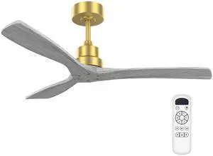 Sofucor 52 Inch High CFM Quiet DC Motor Modern Ceiling Fan with Remote Control Modern Solid Wood Ceiling Fan Quiet DC Motor 3 Rods & 6 Speeds Timer & Reversible for Bedroom Living Room