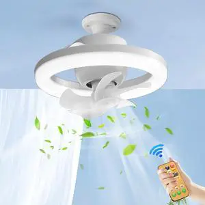 Sofucor 10'' Adjustable Wind Speed Ceiling Fan With Dimmable LED Light Remote Control Socket Fan Light 360° Rotate Small Ceiling Fans Screw in E26 Base for Bedroom Living Room Kitchen