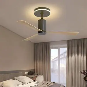 Sofucor 52'' Flush Mount Ceiling Fan with Light and Remote Control Indoor Outdoor Reversible DC Bedroom Quiet Dimmable LED Lighting Ceiling Fan