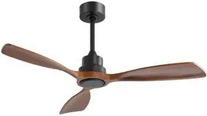 Sofucor 48" Wooden Ceiling Fan No Light with Remote Control for Living Room Farmhouse Ceiling Fan Without Light Solid Wood 3 Blade Ceiling Fans For Bedroom
