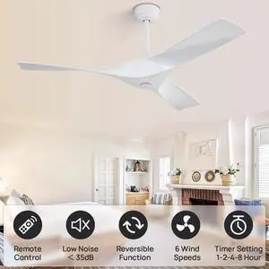 Sofucor 52'' Low Profile Ceiling Fan with Remote Control No Light Outdoor/Indoor Farmhouse Bedroom Quiet Ceiling Fan