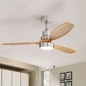 Sofucor 52 Inch Wood Ceiling Fans with Lights Remote Control 6 Speed Quiet DC Motor Dimmable LED Light Indoor Living Room Bedroom Ceiling Fan