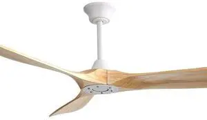 Sofucor 60 Inch Ceiling Fan No Light With Remote Control 3 Wood Fan Blades Reversible DC Motor Modern Farmhouse Ceiling Fan Without Light Contemporary Living Room Patio