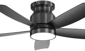 Sofucor 42 Inch Black Low Profile Ceiling Fan with Lights and Remote Control Modern Flush Mount Ceiling Fan Light Kit 6 Speeds & Timing for Living Room Bedroom
