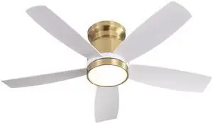 Sofucor Ceiling Fans with Lights 42 Inch Low Profile Ceiling Fan with Light and Remote Reversible 3CCT Dimmable LED Light Noiseless Flush Mount Ceiling Fan for Indoor/Outdoor