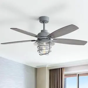 Sofucor Luxury Vintage Indoor Ceiling Fan 52" Rustic Reversible Ceiling Fan with Lights Farmhouse Ceiling Fans Modern Caged Ceiling Fans with Reversible DC Motor Dual Finish 5 Blades