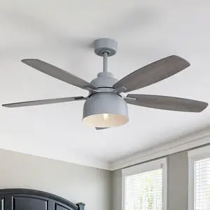 Sofucor 52 Inch Industrial Style Ceiling Fan with Light and Remote Control E26 5 Dual Finish Blades Reversible DC Motor Farmhouse Ceiling Fan