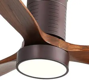 Sofucor Walnut Wood Ceiling Fans with Lights and Remote Noiseless Reversible DC Motor 3 Blades for Farmhouse Patio Living Room Bedroom Office Indoor Outdoor
