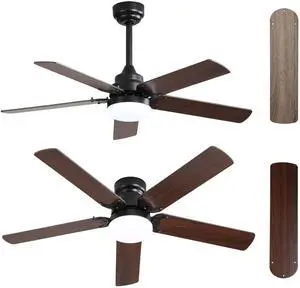 Sofucor 42 Inch Flush Mount & Down Rod Ceiling Fans Light Kit Modern 3 Blade Wood Ceiling Fan