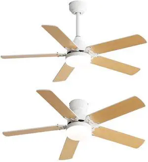 Sofucor 42'' Dual Color Blade Ceiling Fans with Lights and Remote 5 Blade Modern Ceiling Fan for Bedroom Living Room Patio Dimmable LED Lighting 6 Speeds DC Quiet