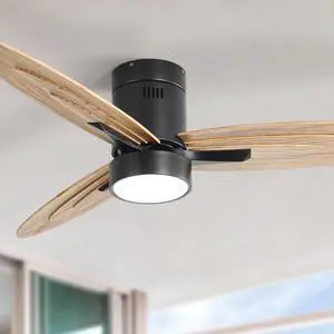 Sofucor Large 56 inch Ceiling Fans with Lights Ultra Quite Low Profile Ceiling Fan with Light and Remote Flush Mount Ceiling Fan for Bedroom Indoor Outdoor