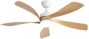 Sofucor 52 Inch Ceiling Fan with Lights Modern Ceiling Fan with Remote and Dimmiable LED Light for Indoor Bedroom Living Room Farmhouse Outdoor Patio Porch 5 Blades Reversible DC Motor
