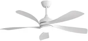 Sofucor White 52 inch Ceiling Fans with Lights Modern Low Profile Ceiling Fan Light Kit With Remote Control Quiet Reversible DC Motor for Living Room Bedroom Patios Indoor Outdoor