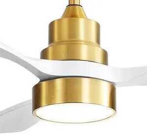 Sofucor Gold Fan 48IN Contemporary Brushed LED Ceiling Fan with Remote and Light Kit Farmhouse Bedroom Ceiling Fan