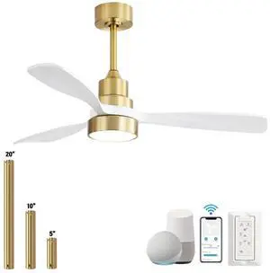Sofucor 48 Inch Smart Ceiling Fan with Lights and Remote/APP Control Work with Alexa/Google Low Profile Ceiling Fan for Indoor Outdoor Bedroom