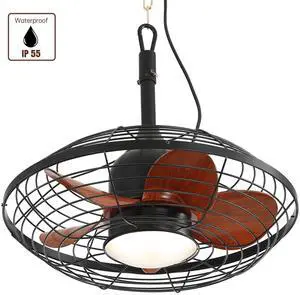 Sofucor Outdoor Caged Ceiling Fans with Light for Patios 20'' Wet Rated Gazebo Fan With Remote Control Dimmable Hanging Fan with Plug in Cord for Pergola