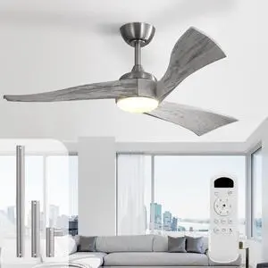 Sofucor 52 inch Solid Wood Ceiling Fan with Lights and Remote Low Profile Outdoor Indoor Modern 3 Blade Ceiling Fan for Living Room Bedroom Farmhouse Patio